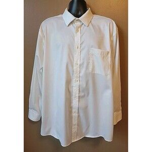 Jos A Bank 1905 Mens White Button Tailored Fit No Iron LS Dress Shirt | 18-34